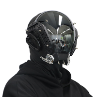 Masque intégral mécanique Cyberpunk Tech, casque noir style Mecha pour cosplay