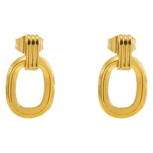 Zogxin Oval Geometric Stud Earrings Gold Stainless Steel For Women Party Fashion Jewelry - Product Image 5