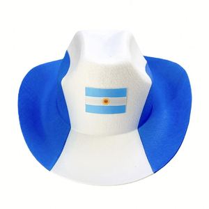 Sombrero Vaquero con Bandera Nacional para Eventos Deportivos - Sombrero de Fieltro Occidental con Ala Curva Personalizada, Sombrero para Animar en Eventos, para Hombres y Mujeres, Decoración para Fiestas - Product Image 3