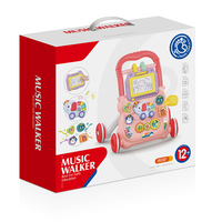 Porteur Musical Multifonctionnel pour Bébé avec Tableau de Dessin, Chariot de Marche Éducatif pour Enfants