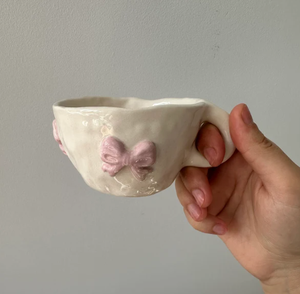 Venta superior creativo blanco buena calidad cerámica <span class=keywords><strong>pintar</strong></span> tu propia taza bowknot taza - Product Image 5
