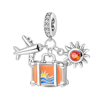 Breloques Pendentifs pour Appareil Photo et Bagages, Style Tourisme, en Cuivre Plaqué Argent, pour Bracelets DIY, Logo Personnalisé, Petite Quantité
