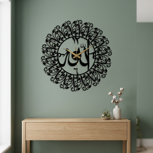 Contemporary Metal Wall <b>Clock</b> Round Abstract Geometric Design <b>Mirror</b> Effect Quartz Analog Hanging Living Room Decor Ramadan - Product Image 3