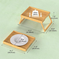 Table de lit en bois avec pieds pliables, plateau de petit-déjeuner pour canapé-lit, bureau portable pour ordinateur, plateau à collation