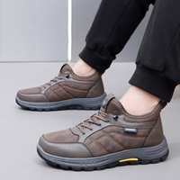 Bottes de neige montantes imperméables en PU pour hommes, style Beijing, doublées polaire, chaudes, antidérapantes, semelles extérieures en PVC – Idéales pour les papas