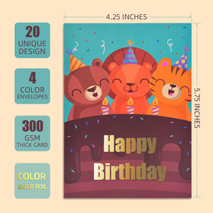 20 pièces/boîte, cartes de vœux de luxe à motif animalier, ensemble d'enveloppes, impression de logo, design de carte d'anniversaire, carte postale personnalisée - Product Image 2