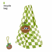 Sac de courses pliable personnalisé avec peluches réutilisables et porte-clés en peluche kiwi écologiques