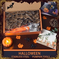 19-delige Halloween pompoen snijset van roestvrij staal, Jack O'Lantern snijset met opbergtas