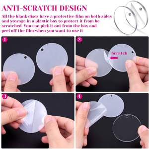 Süblimasyon boşlukları anahtarlık akrilik şeffaf daire boşlukları DIY anahtarlık püsküller seti - Product Image 6