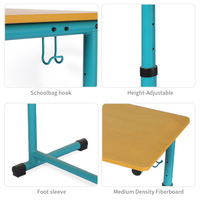 Bureau d'étude en bois réglable pour étudiants, avec tiroirs et plateau en contreplaqué, structure en acier, idéal pour salle de classe et usage domestique (vente en gros)