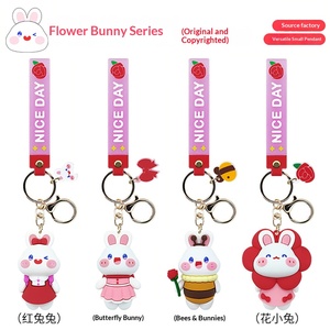 <span class=keywords><strong>Porte</strong></span>-clés <span class=keywords><strong>Original</strong></span> NICE DAY en PVC, motif lapin fleuri 3D, pendentif de sac créatif et exquis en alliage pour <span class=keywords><strong>femme</strong></span> - Product Image 5