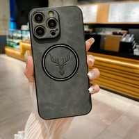 Luxe pour iPhone 14/15/16 Pro Max étui avec motif Elk cerf étui et lentille protecteur PC matériel magnétique Mobile couverture
