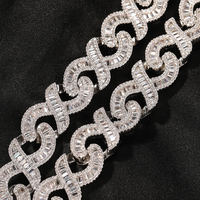 Top Icy 2 X en forme de chaîne cubaine de 15mm, bijoux de mode glacés, collier en laiton plaqué or 18K 3A CZ, collier brillant pour hommes