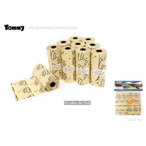 Sacs à déjections pour animaux Yommy, 20 rouleaux de 15 unités, violet avec motif chien, pour chiens et chats - Product Image 2