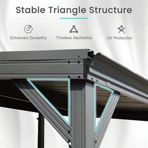 <span class=keywords><strong>Abri</strong></span> mural en acier galvanisé de 12 'x 20' avec toit rigide pour terrasse, gazebo maigre, pergola, système de drainage intégré pour terrasse arrière-cour - Product Image 3