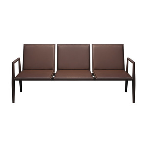 Fauteuil d'attente Yu Min 3 places, canapé de bureau marron foncé avec dossier - Product Image 1