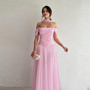Vestido de Noche Elegante de Gasa con Hombros Descubiertos para Mujer, Vestido Largo de Línea A, Vestido Maxi para Fiesta de Graduación, Boda, Evento Formal 2025 - Product Image 5