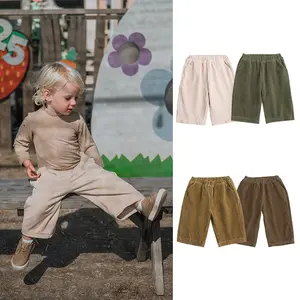 2024 autunno pantaloni Casual in velluto a coste per bambini e bambine pantaloni morbidi