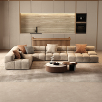 Modernes Konvertierbares Samt-Ecksofa U-förmig Großes Apartment Modulares Villa-Sofa-Set