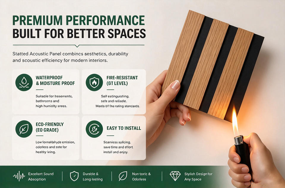 Decorative Acoustic Wall Panels MDF Wood Slat Panels for Living Room ...
