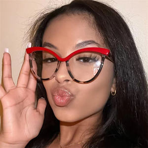 Popular mujer moda <span class=keywords><strong>Vogue</strong></span> marco grande ojo <span class=keywords><strong>de</strong></span> <span class=keywords><strong>gato</strong></span> <span class=keywords><strong>gafas</strong></span> Color ceja leopardo Anti luz azul prescripción miopía marco óptico - Product Image 3
