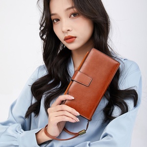 Women Leather <b>Wallet</b> with Hand Strap Premium Quality Genuine Leather Phone Pouch Multi-function RFID Leather <b>Wallet</b> for <b>Lady</b> - Product Image 6