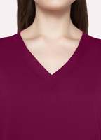 Ensemble de blouses médicales personnalisées pour femmes en tissu sergé rouge bordeaux, détectables par les détecteurs de métaux, en polyester/spandex, pour usage hospitalier