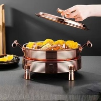 Marmite Ronde en Acier Inoxydable 304 pour Buffet, Motif Éblouissant, Plat de Service pour Réchauffer les Aliments, Pots à Soupe Portables – Vente en Gros