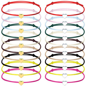 Giá Thấp Đầy Màu Sắc Mềm Lụa Chuỗi Bện Vòng Đeo Tay Có Thể Điều Chỉnh Tối Giản Đồng Mạ Vàng Bạc Tình Yêu Trái Tim Vài Vòng Đeo Tay - Product Image 1