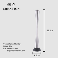 Klantspecifieke kleur roestvrijstalen cocktail muddler baraccessoires laserlogo fruitmuddler voor thuisbar barman