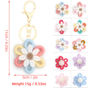 <span class=keywords><strong>Porte</strong></span>-clés créatif et <span class=keywords><strong>simple</strong></span> en <span class=keywords><strong>macramé</strong></span>, motif marguerite, en coton tressé, pendentif décoratif pour sac ou portefeuille - Product Image 5