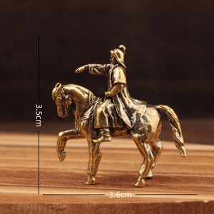 Brass Genghis Khan General Figurine <b>Small</b> Tabletop Decoration Vintage Craft <b>Ornament</b> - Product Image 3