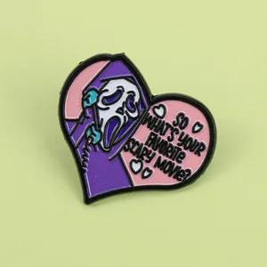 Shmik Skull Making A Phone Call with Letters So What's Your Favorite Scary Movie Esmalte Metal Funny Lapel Pins Broches Insignias - Product Image 1