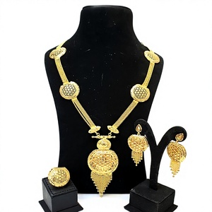 Nuevo y Elegante Juego de Collar con Colgante Clásico para Mujer, Chapado en Oro de 24K, Joyería Fina para Bodas, Fiestas y Regalos - Product Image 1