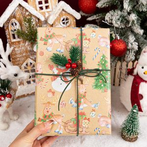 Christmas Wrapping Paper Kraft Reindeer Snowman Tree 17 In X 32.8 Ft Holiday Gift <b>Wrap</b> - Product Image 5