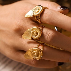 Nuevo Anillo Abierto con Textura Geométrica <span class=keywords><strong>de</strong></span> Espiral Marina, Estilo Ins, Material <span class=keywords><strong>de</strong></span> Acero Inoxidable, Joyería <span class=keywords><strong>de</strong></span> Mano con Forma <span class=keywords><strong>de</strong></span> <span class=keywords><strong>Caracol</strong></span>, <span class=keywords><strong>de</strong></span> Moda y con Temperamento - Product Image 3