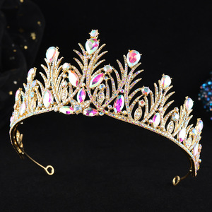 <span class=keywords><strong>Couronne</strong></span> de reine en alliage plaqué or <span class=keywords><strong>avec</strong></span> cristaux AB et strass pour Miss Univers - Product Image 2