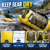 Sac à dos étanche personnalisé OEM avec fermeture à enroulement et compartiment avant en maille pour le kayak, le camping et les marques d'activités de plein air