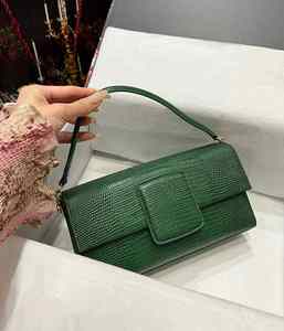 Bolsos de Mano de Cuero Vacuno con Diseño de Lagarto, Forro de Cuero Genuino Duradero, Decoración de Perlas, Bolsos de Hombro Pequeños de Lujo para Mujer - Product Image 3