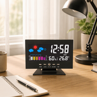 ABS LED Station météo numérique réveil bureau contrôle vocal température humidité moniteur moderne ferme horloge de bureau