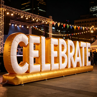 Lettres gonflables géantes 3D colorées avec base, enseigne lumineuse pour fête de fin d'année et célébration du Nouvel An