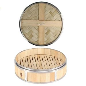 Cocedor de vapor de bambú para dim sum, patatas fritas y camarones, con 5 niveles de cocción, soporte para wok - Product Image 1