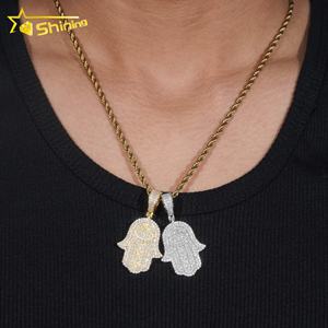 Precio de Promoción, Probador de Plata de Ley 925, Joyería Fina Personalizada Completamente Engastada, Colgantes, Dijes, Colgante <span class=keywords><strong>Hamsa</strong></span> - Product Image 4