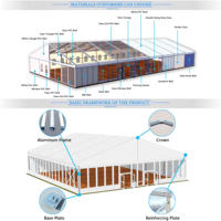 Tentes de réception pour événements extérieurs, mariages, etc., structure en aluminium, capacité 500 personnes