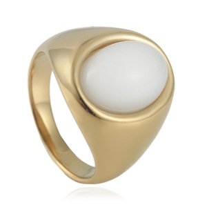 Anillo de Piedra Natural Ovalada de Oro Amarillo para Hombre, Diseño Geométrico, Joyería de Regalo, 24 mm - Product Image 1