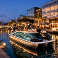 Bateau ponton de 22 pieds, série sportive 12 personnes, prêt pour moteur hors-bord électrique, option essence, homologué CE, croisière silencieuse sur lac, fête en famille, pêche