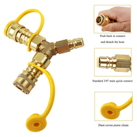 Adaptateur de gaz Propane, 2 voies pour remorque de RV, adaptateur de séparation en Y à connexion rapide, pour tuyau Propane vers RV, grille de établi, 3/8 pouces