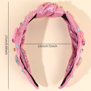 Serre-tête sirène à nœud papillon tendance été CN, en tissu scintillant avec <span class=keywords><strong>strass</strong></span>, accessoires de plage pour filles - Product Image 4