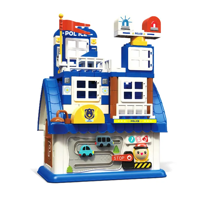The children's police building block storage room can be DIY assembled by with scene images blocks toys kids