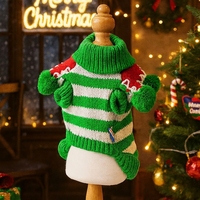 Pull confortable pour animaux de compagnie pour Noël et l'hiver, en acrylique, rayé rouge et vert, costume de fête pour chiot et chaton
